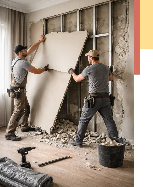 Демонтаж гипсокартона со стен в Невинномысске от 358 руб. — услуги демонтажа | ОТДЕЛОЧНИК-Нвн