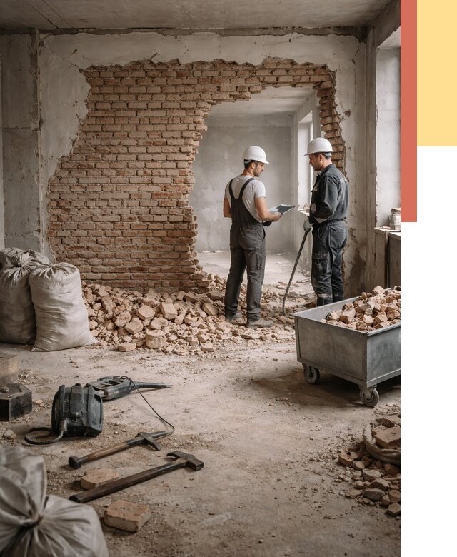 Демонтаж кирпичных стен в Невинномысске от 4296 руб. — быстро, недорого, под ключ | ОТДЕЛОЧНИК-Нвн