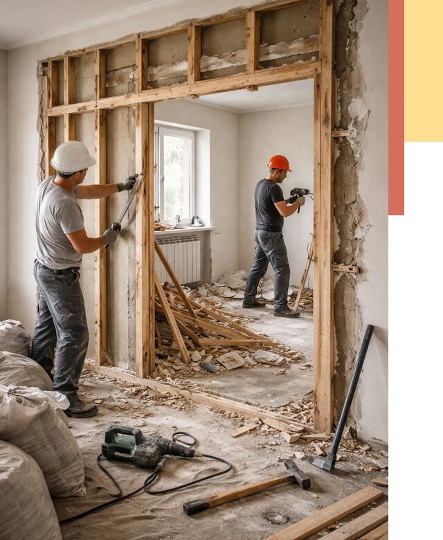 Демонтаж деревянных перегородок в Невинномысске от 3273 руб. — быстро и недорого | ОТДЕЛОЧНИК-Нвн