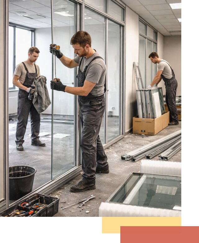 Демонтаж стеклянных перегородок в Невинномысске быстро и безопасно