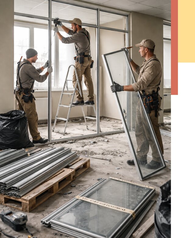 Демонтаж алюминиевых перегородок в Невинномысске от 4296 руб. — быстро и недорого | ОТДЕЛОЧНИК-Нвн