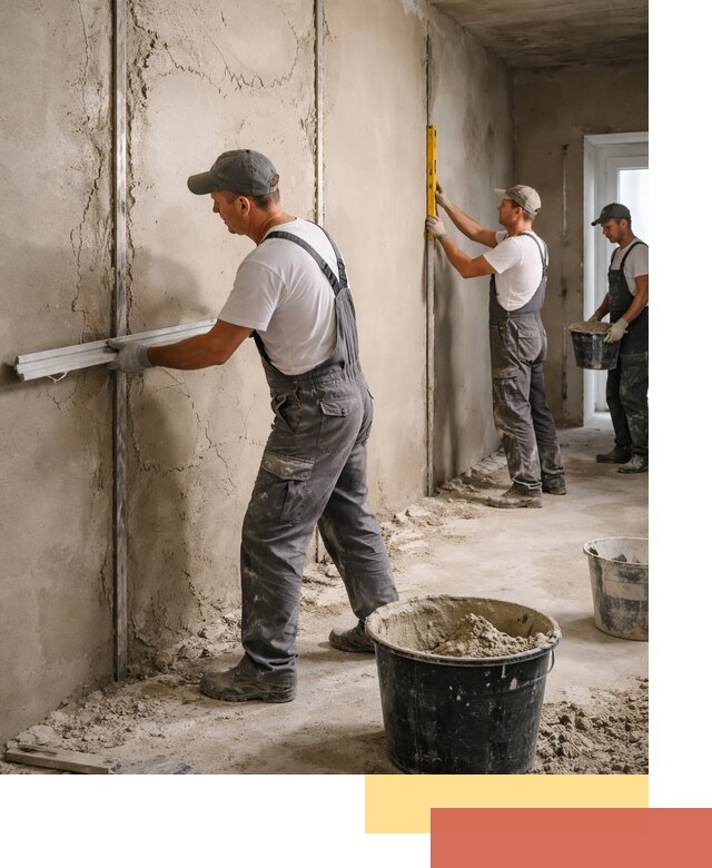 Штукатурка стен по маякам в Невинномысске — точная и ровная поверхность