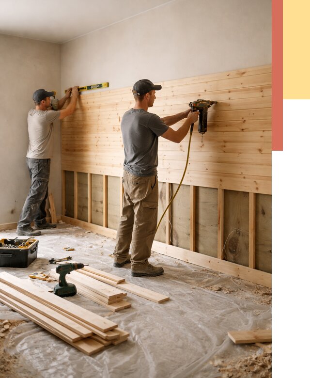 Монтаж деревянной вагонки на стены в Невинномысске от 7672 руб. | Услуги монтажа вагонки | ОТДЕЛОЧНИК-Нвн