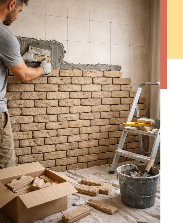 Монтаж декоративного кирпича в Невинномысске от 3273 руб./м² — быстро и недорого | ОТДЕЛОЧНИК-Нвн