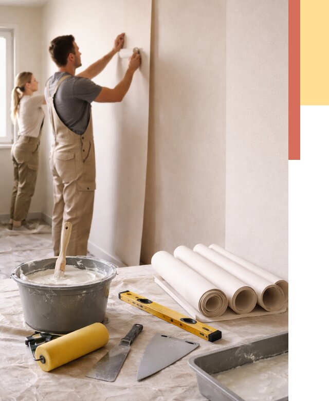 Поклейка бумажных обоев в Невинномысске от 5626 руб./м2 — быстро и недорого | ОТДЕЛОЧНИК-Нвн