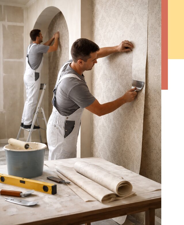 Поклейка обоев на сложные стены в Невинномысске от 2864 руб. под ключ | ОТДЕЛОЧНИК-Нвн