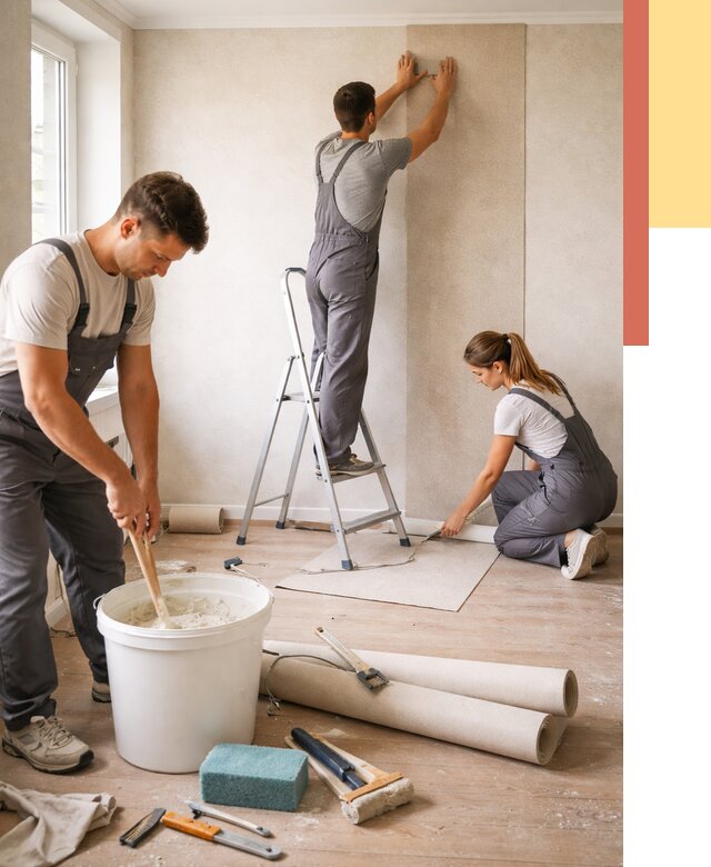 Оклейка стен обоями в Невинномысске от 3580 руб/м2 — быстро и недорого | ОТДЕЛОЧНИК-Нвн