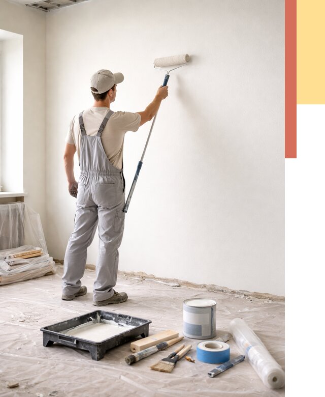 Покраска стен водоэмульсионной краской в Невинномысске от 460 руб. за м² | ОТДЕЛОЧНИК-Нвн