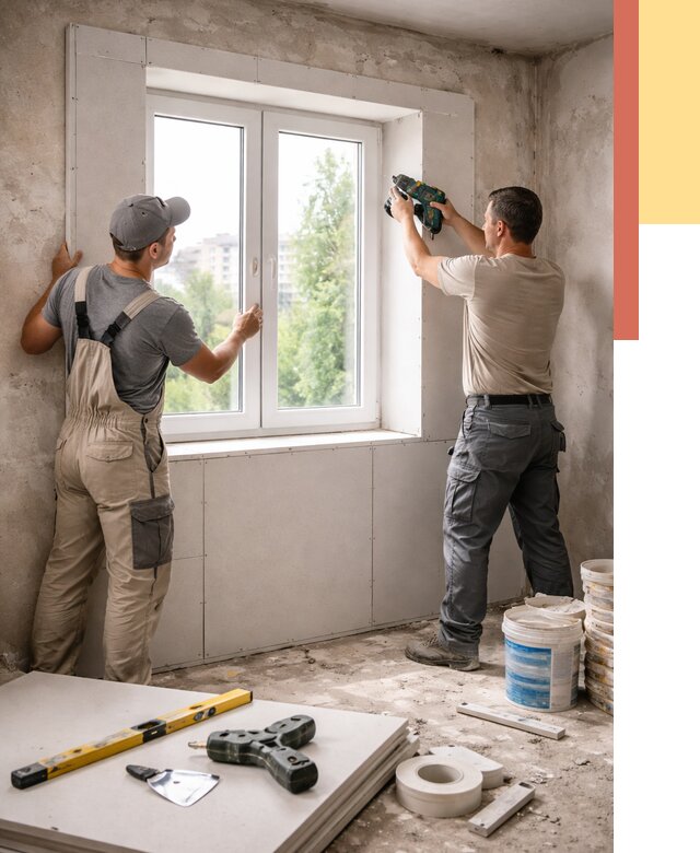 Монтаж откосов из гипсокартона в Невинномысске от 4603 руб. под ключ | ОТДЕЛОЧНИК-Нвн