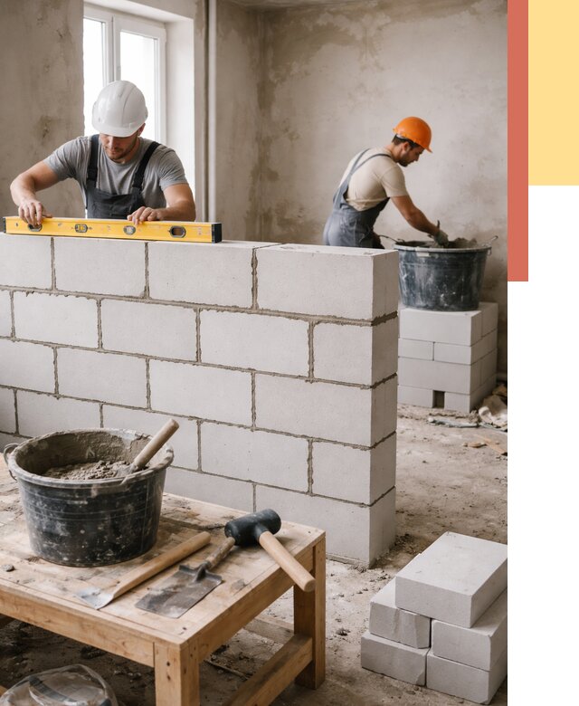 Кладка перегородок из газобетона в Невинномысске от 3273 руб. под ключ | ОТДЕЛОЧНИК-Нвн