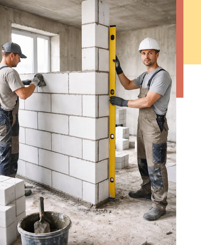 Кладка перегородок из пеноблока в Невинномысске от 1841 руб. под ключ | ОТДЕЛОЧНИК-Нвн