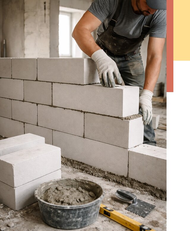 Кладка перегородок из силикатного блока в Невинномысске от 4092 руб. под ключ | ОТДЕЛОЧНИК-Нвн