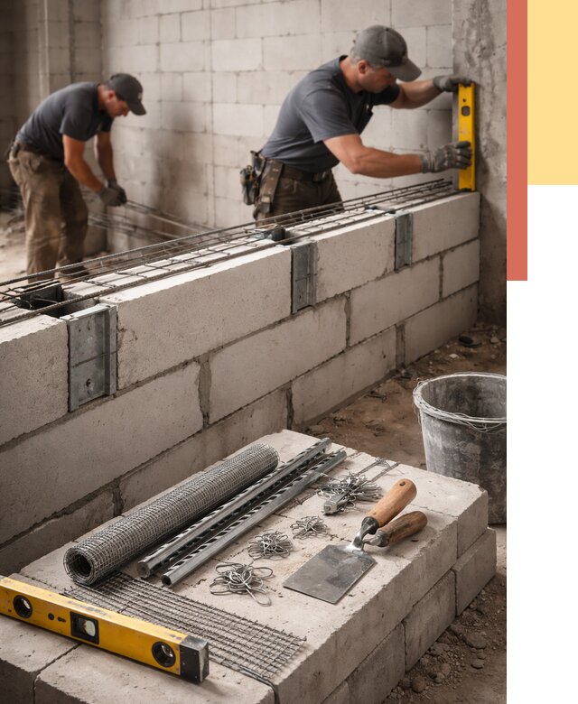 Армирование кладки перегородок в Невинномысске от 767 руб. под ключ | ОТДЕЛОЧНИК-Нвн