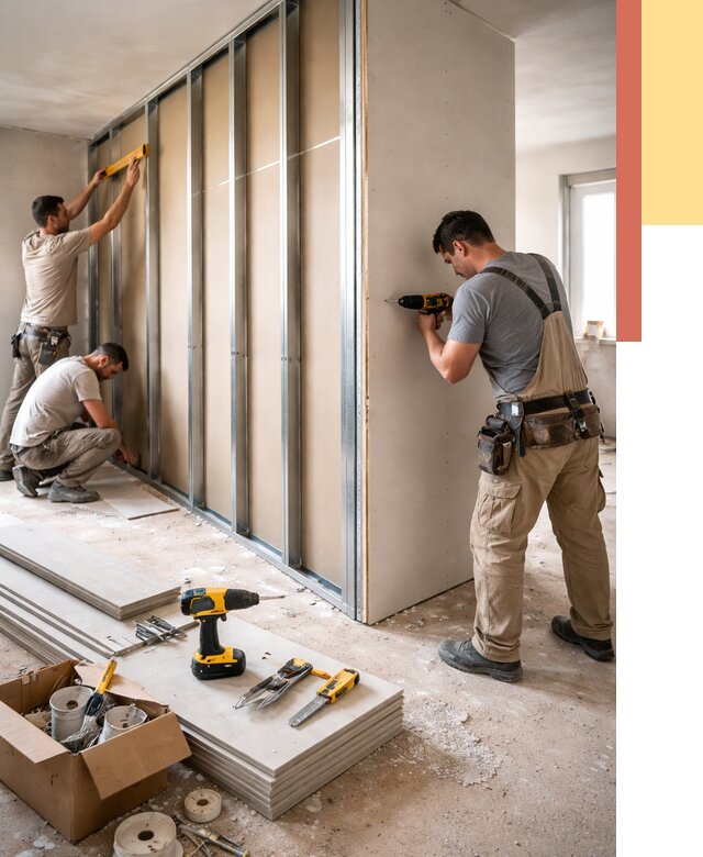 Монтаж однослойной перегородки из гипсокартона в Невинномысске от 665 руб. | ОТДЕЛОЧНИК-Нвн