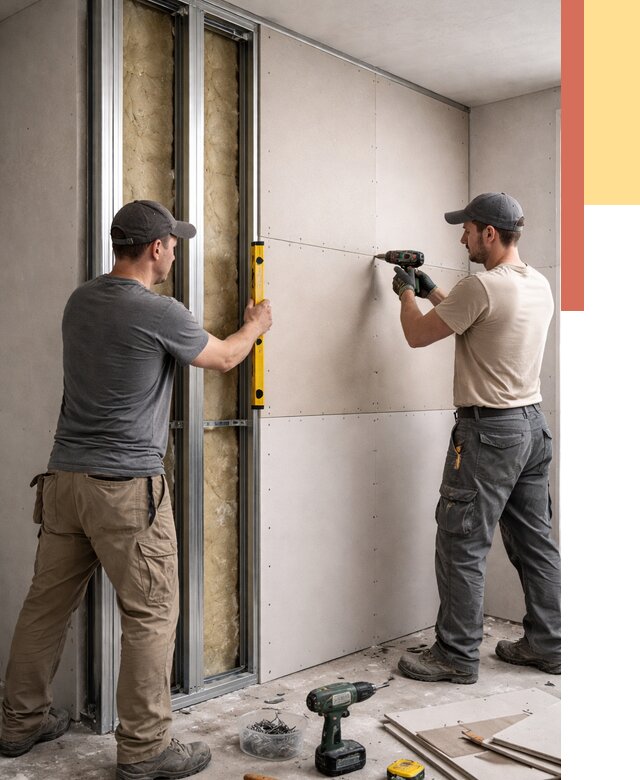 Монтаж двухслойной перегородки из гипсокартона в Невинномысске от 1483 руб. | ОТДЕЛОЧНИК-Нвн