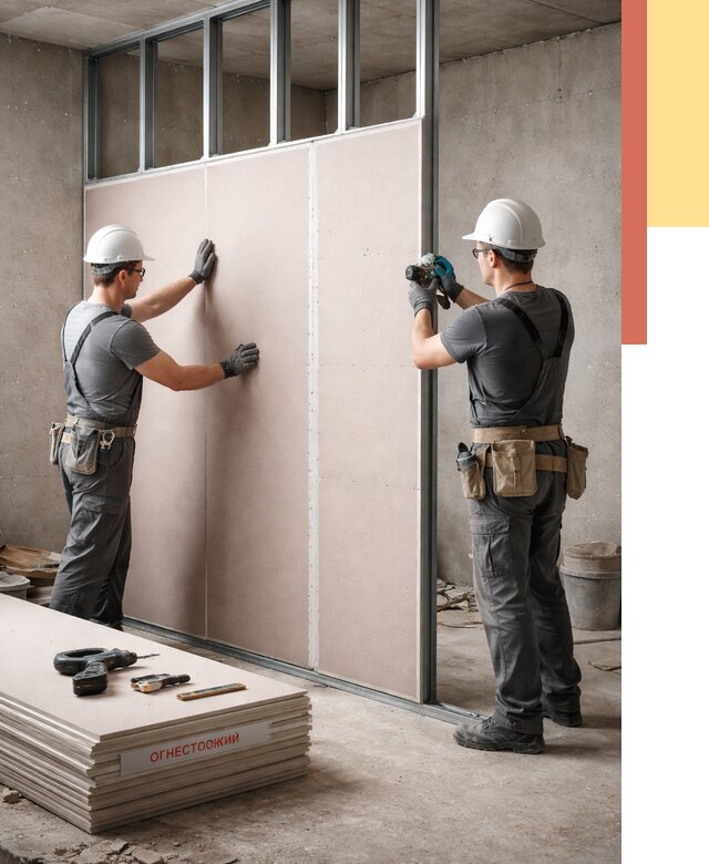 Перегородка из огнестойкого гипсокартона в Невинномысске от 1892 руб. под ключ | ОТДЕЛОЧНИК-Нвн