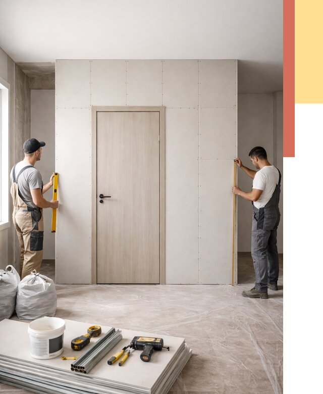 Перегородка из гипсокартона с дверью в Невинномысске от 4603 руб. под ключ | ОТДЕЛОЧНИК-Нвн