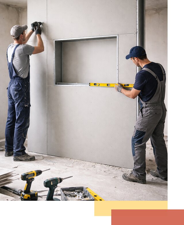 Перегородка из гипсокартона с нишей под декор в Невинномысске