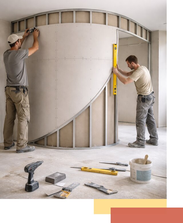 Радиусная перегородка из гипсокартона в Невинномысске под ключ