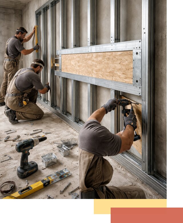 Усиленная перегородка для крепления тяжёлых конструкций в Невинномысске