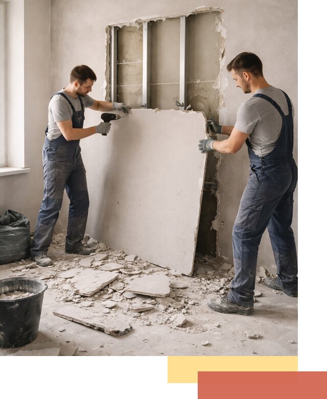 Демонтаж перегородки из гипсокартона в Невинномысске быстрый и аккуратный