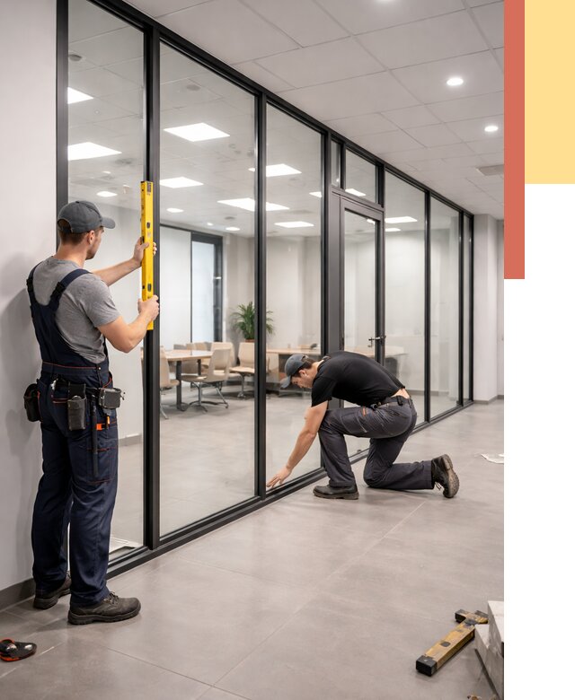 Каркасные стеклянные перегородки в Невинномысске под ключ от 9411 руб. | ОТДЕЛОЧНИК-Нвн