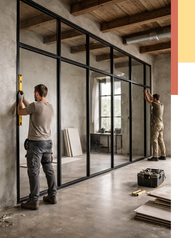 Стеклянные перегородки лофт в Невинномысске от 10740 руб. под ключ | ОТДЕЛОЧНИК-Нвн