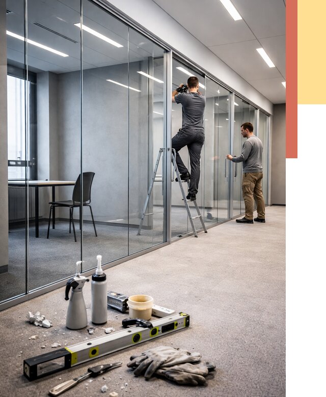 Стеклянные офисные перегородки в Невинномысске от 8695 руб. — монтаж и установка | ОТДЕЛОЧНИК-Нвн