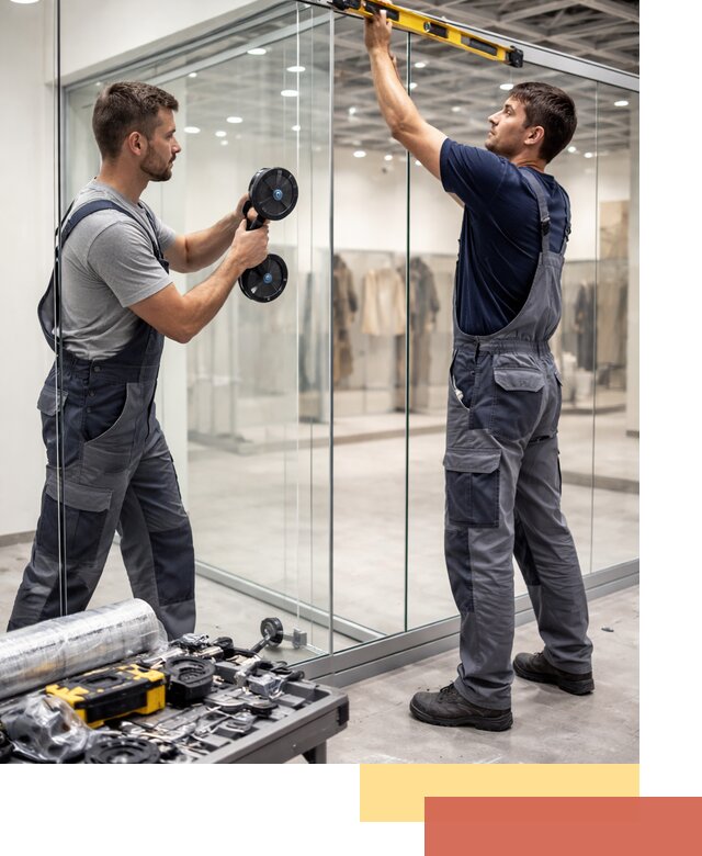 Стеклянные перегородки для магазинов в Невинномысске — монтаж и установка