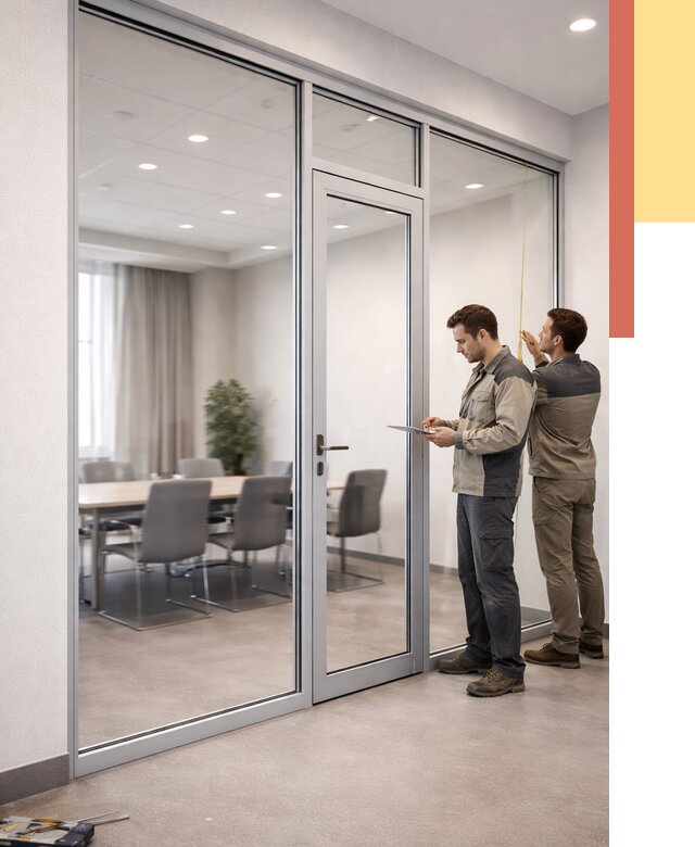 Установка и монтаж алюминиевых перегородок со стеклом в Невинномысске от 8388 руб. | ОТДЕЛОЧНИК-Нвн