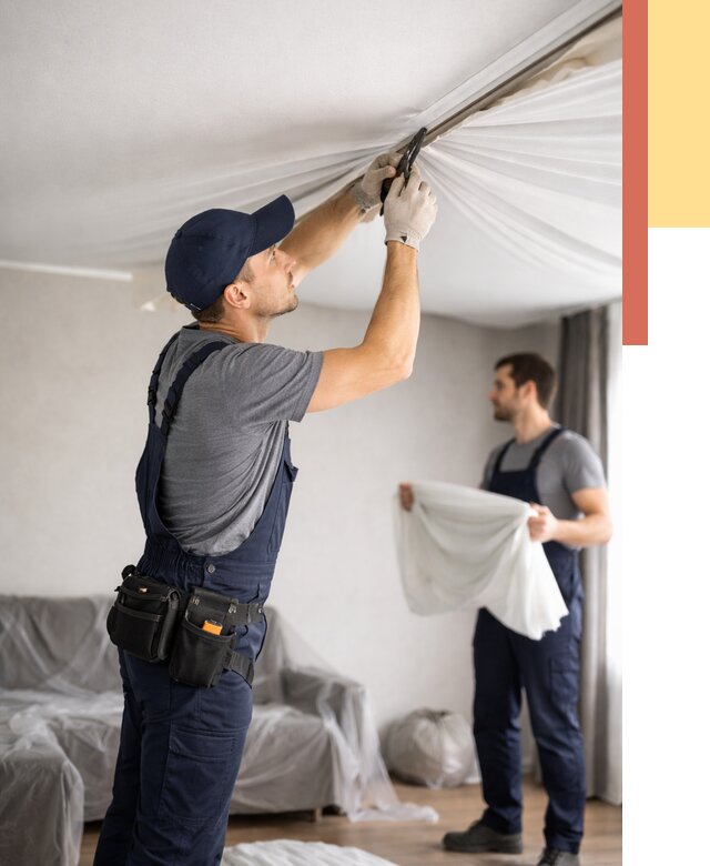 Демонтаж натяжного потолка в Невинномысске от 4603 руб. — снятие и разбор под ключ | ОТДЕЛОЧНИК-Нвн