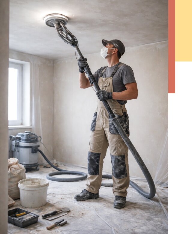 Шлифовка потолка в Невинномысске от 3580 руб. — услуги шлифования потолка | ОТДЕЛОЧНИК-Нвн