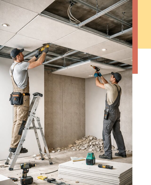 Монтаж акустического потолка в Невинномысске от 6649 руб/м2 — быстро и недорого | ОТДЕЛОЧНИК-Нвн