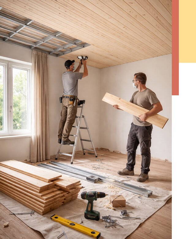 Монтаж потолка из вагонки в Невинномысске от 6649 руб. | Быстро и недорого — ОТДЕЛОЧНИК-Нвн