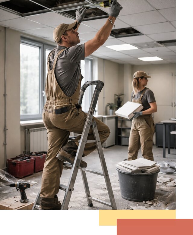 Ремонт потолка Армстронг и замена плит в Невинномысске