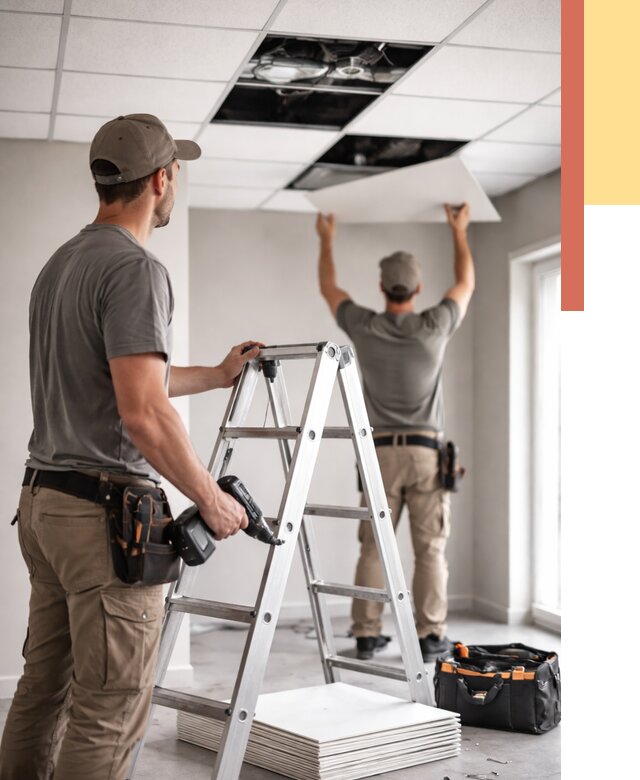 Обслуживание подвесного потолка в Невинномысске от 3580 руб. — быстро и недорого | ОТДЕЛОЧНИК-Нвн