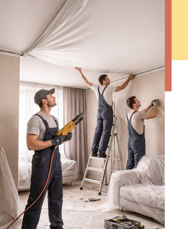 Установка натяжного потолка в Невинномысске от 4603 руб. | Быстро и недорого — ОТДЕЛОЧНИК-Нвн