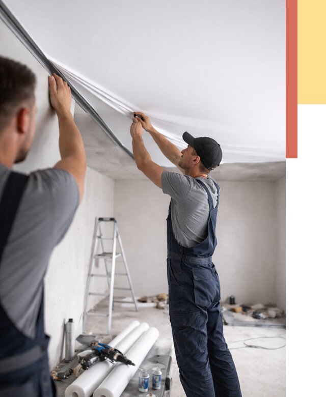 Монтаж матового натяжного потолка в Невинномысске от 4603 руб./м² — быстро и недорого | ОТДЕЛОЧНИК-Нвн