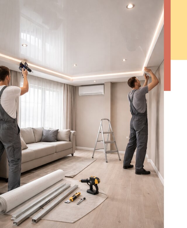 Монтаж глянцевого натяжного потолка в Невинномысске от 767 руб. под ключ | ОТДЕЛОЧНИК-Нвн