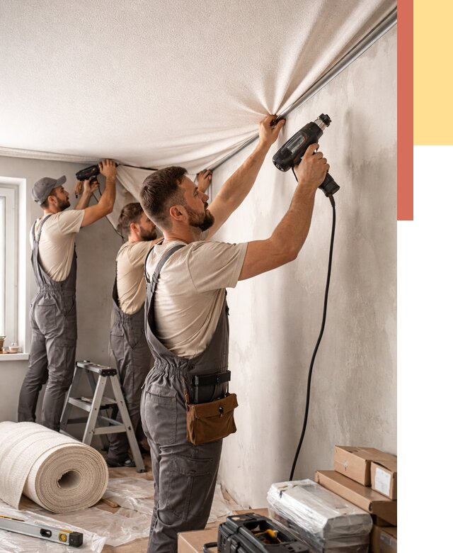 Монтаж фактурного натяжного потолка в Невинномысске от 767 руб. — ОТДЕЛОЧНИК-Нвн