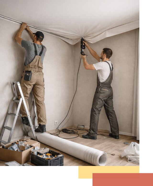 Монтаж цветного натяжного потолка в Невинномысске за один день