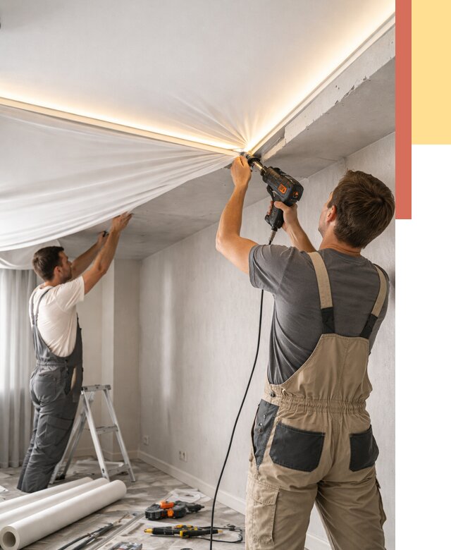 Монтаж натяжного потолка с подсветкой в Невинномысске от 972 руб. | ОТДЕЛОЧНИК-Нвн