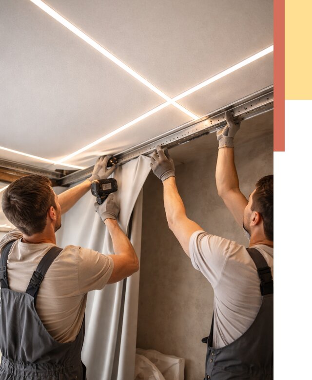 Монтаж натяжного потолка со световыми линиями в Невинномысске от 1227 руб. | ОТДЕЛОЧНИК-Нвн