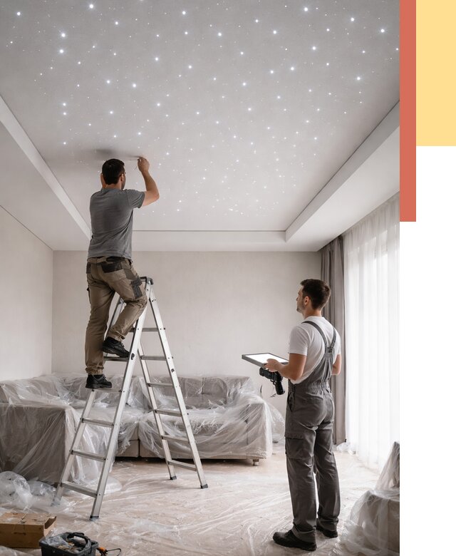 Монтаж натяжного потолка «звездное небо» в Невинномысске от 6649 руб. | ОТДЕЛОЧНИК-Нвн