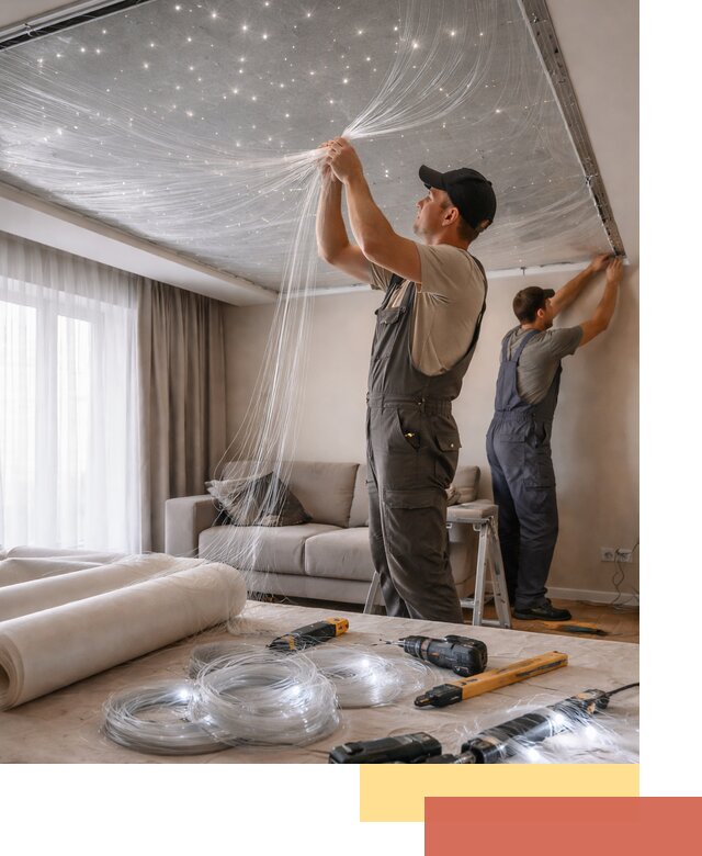 Монтаж натяжного потолка «Звездное небо» в Невинномысске