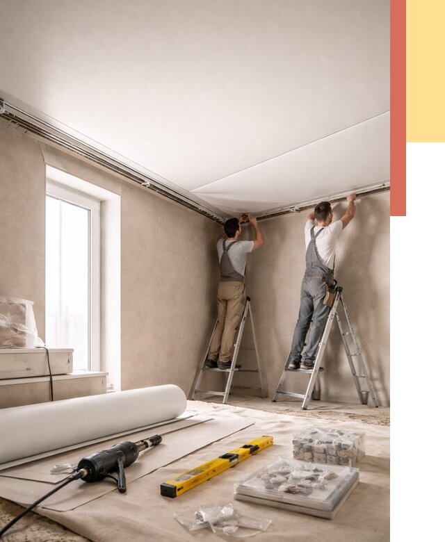 Монтаж натяжного потолка в спальне в Невинномысске от 3887 руб. под ключ | ОТДЕЛОЧНИК-Нвн