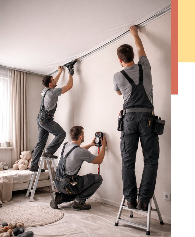 Монтаж натяжного потолка в детской в Невинномысске от 3580 руб. — быстро и недорого | ОТДЕЛОЧНИК-Нвн