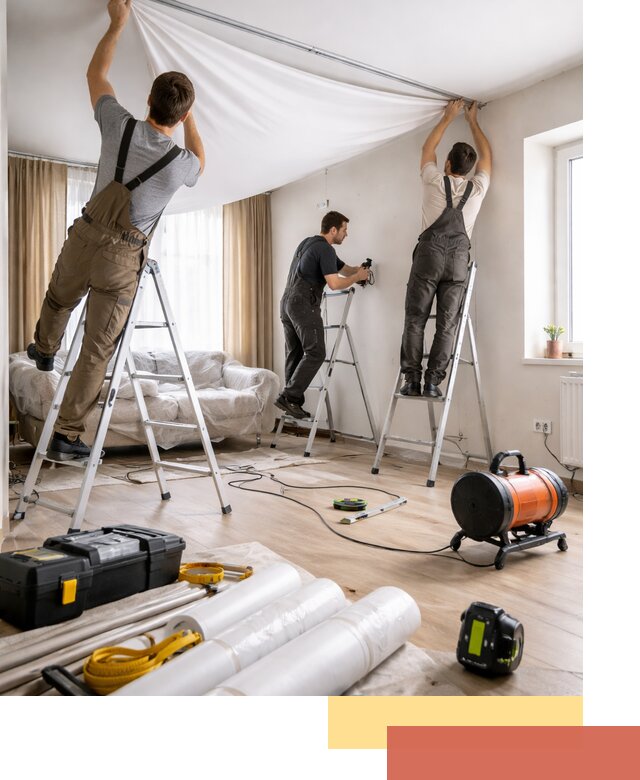 Монтаж натяжного потолка в гостиной в Невинномысске