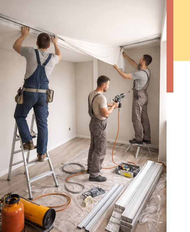 Монтаж натяжного потолка в студии в Невинномысске от 5626 руб. — быстро и недорого | ОТДЕЛОЧНИК-Нвн