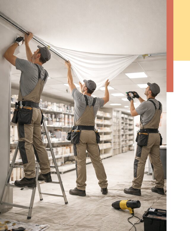 Монтаж натяжного потолка в магазине в Невинномысске от 4603 руб. быстро и недорого | ОТДЕЛОЧНИК-Нвн